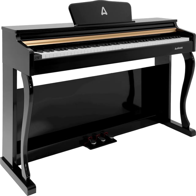 Piano Teclado Negro Audiotek 88 Teclas Contrapeso Incluye Banco y Pedales