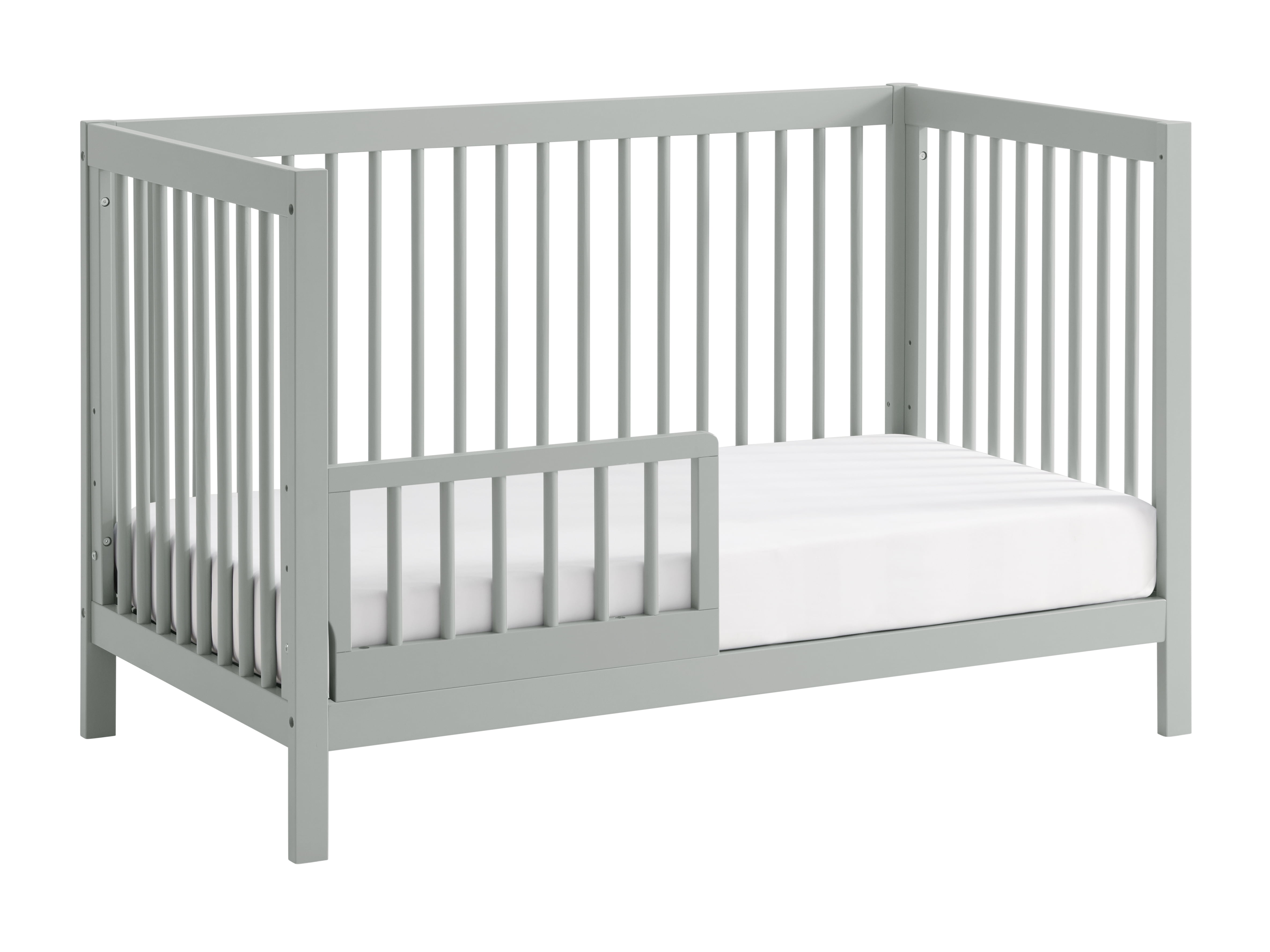 Oxford Baby Essential Island Full Size 4-in-1 Convertible Crib with Round Spindles, Gray