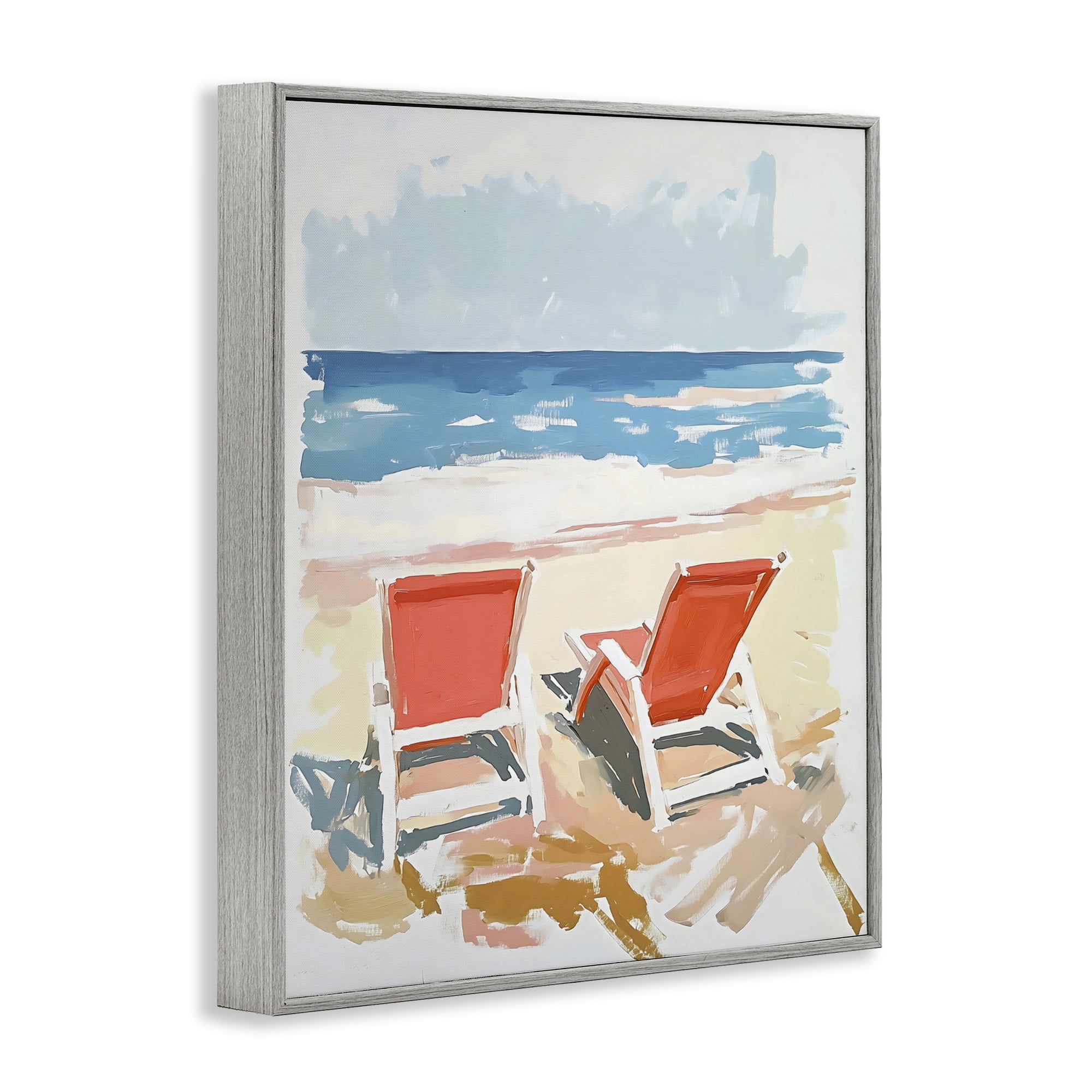 Stupell Industries Two Sunlit Beach Chairs Gray Framed Giclee Art, design by The Prints Vibe