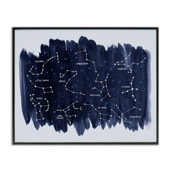 Stupell Industries Constellations on Blue Animals & Insects Painting Black Framed Art Print Wall Art, 14 x 11