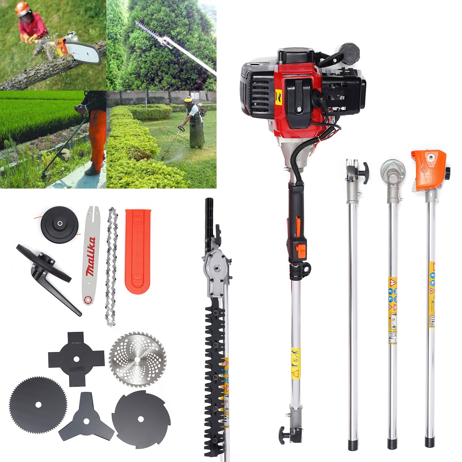 2-stroke 52cc Hedge Strimmer Brush Cutter Lawn Mower Yard Pruner Grass Trimmer for Shrub Harvesting Cleaning