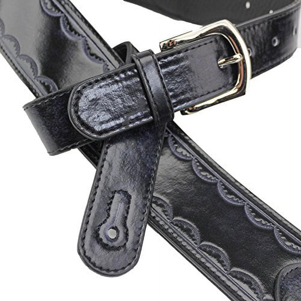 Walker & Williams GB-111 Black Tooled Edge Padded Strap with Buckle Adjustment