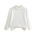 thumbnail image 1 of MeetoTime Children's Base Shirt Half High Neck White Floral Long Sleeved Round Neck Top Kids Spring Fall Clothes, 1 of 3