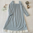 thumbnail image 6 of Nightgowns for Women Soft House Dress Long Sleeve Night Gowns Comfy Sleepwear Blue M, 6 of 7