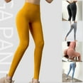 thumbnail image 2 of Women Yoga Pants High Waist Leggings Solid Color Compression Elastic Butt-lifted Seamless Flared Hem Tummy Control Gym Dance Studio Sports Trousers, 2 of 8