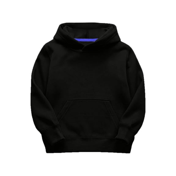 Baby Sweatshirt Child Kids Solid Long Sleeve Patchwork Thickened Warm Hooded Pullover Blouse Tops Boys Hoodie Black 100