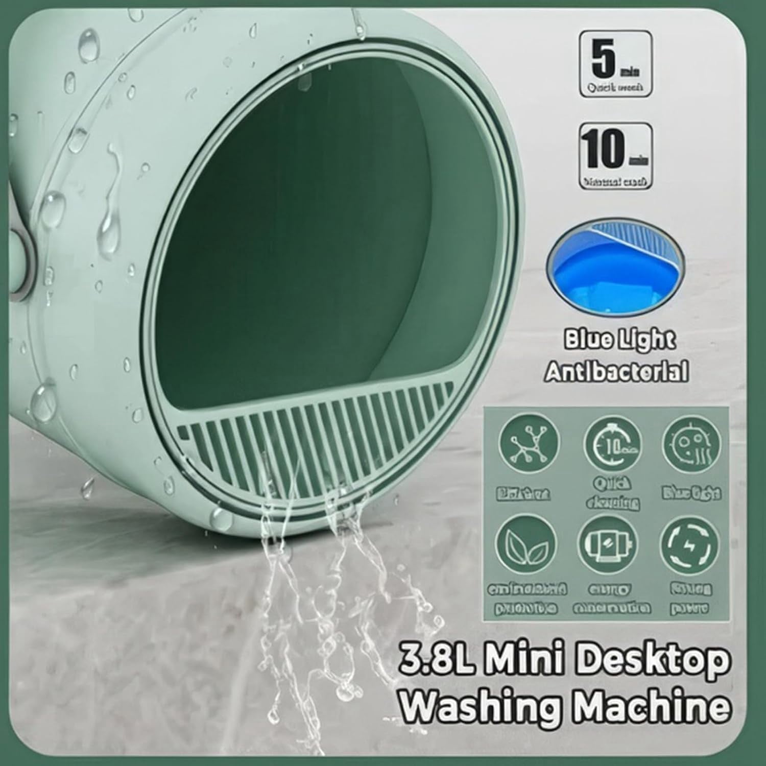 HPZZ Mini Automatic Washing Machine, Portable Washing Machine and Dryer, Fully Automatic Mini Portable Washing Machine, Mini Washing Machine, Deep Cleaning of Underwear,Baby Clothes and Small