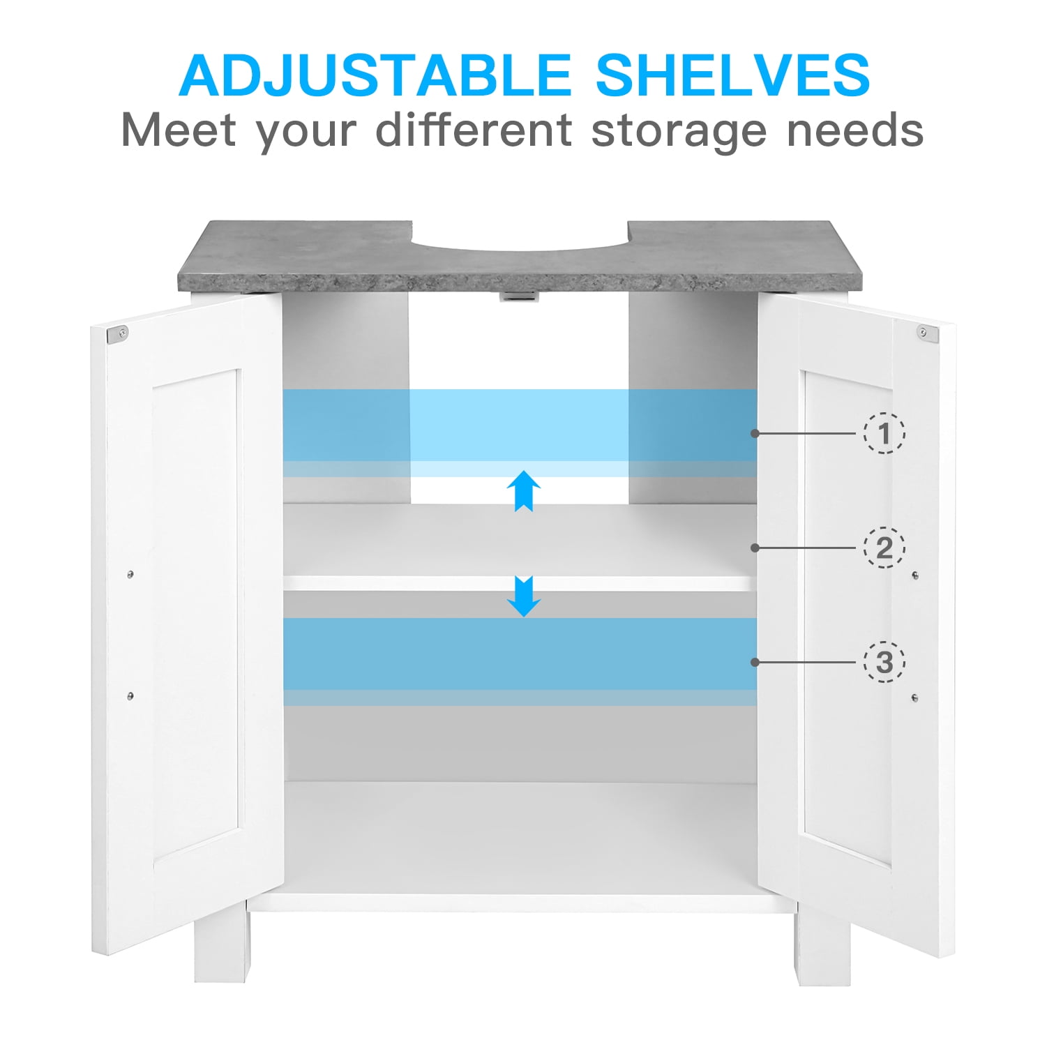 Kadyn Bathroom Sink Cabinet, Single Sink Bathroom Vanity Base Cabinet, White