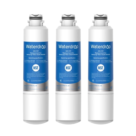 Waterdrop DA29-00020B Refrigerator Water Filter, Replacement for Samsung® HAF-CIN/EXP, DA29-00020B-1, RF263TEAESG, RF4287HARS, Reduce Chlorine, bad Taste and Odor, 3 Filters