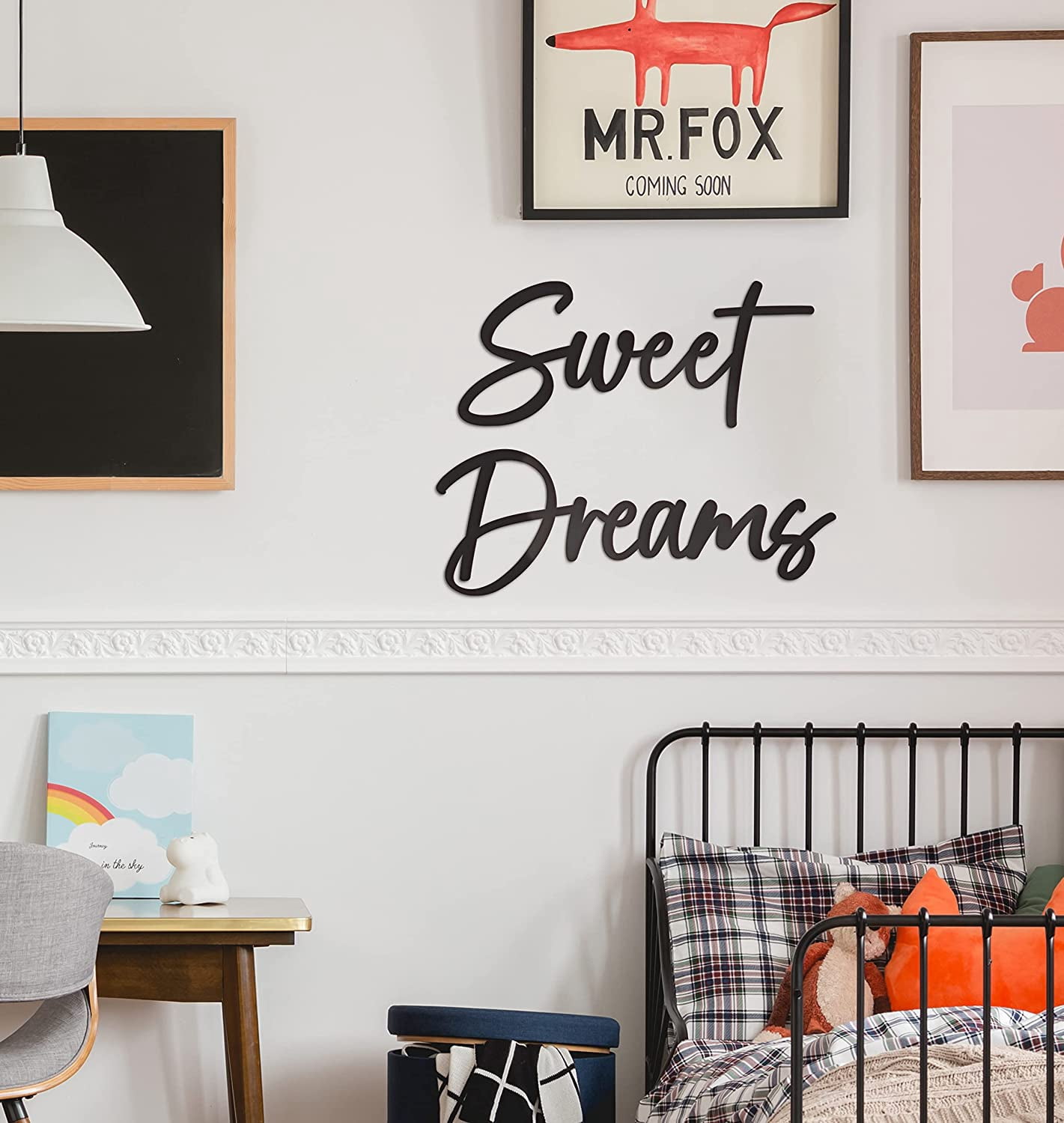 Vivegate Sweet Dreams Metal Sign Wall Art Decor - 35"X8" Black Modern Sweet Dreams Farmhouse Signs for Hanging Above Bed Wall Decor for Bedroom