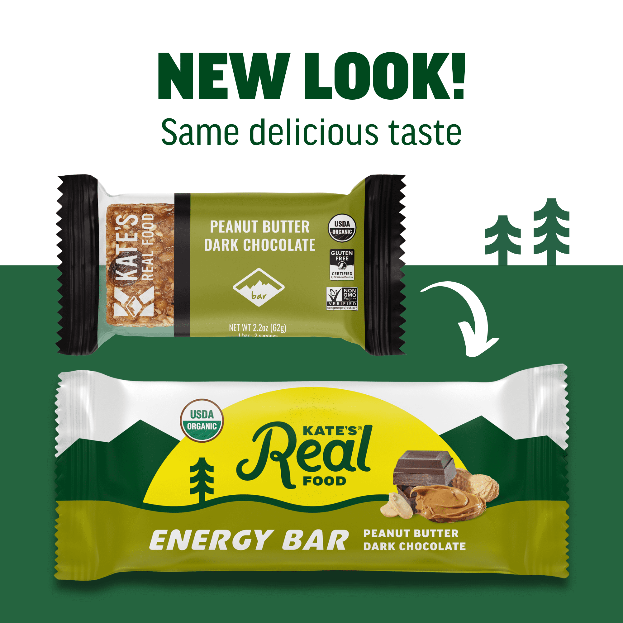 Kate's Real Food Peanut Butter Dark Chocolate Healthy Snack Bars, 12 Count, 2.2 oz