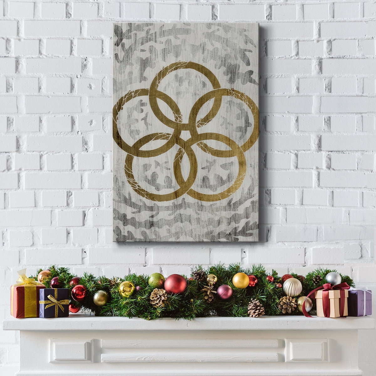 Five Golden Rings - Gold Leaf Holiday- Gallery Wrapped Canvas