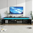 thumbnail image 6 of LED TV Stand for TVs up to 85" with Power Outlets, 75" Gaming Entertainment Center Media Console with Sound Bar Shelf & Storage Cabinet, Carbon Fiber Black, 6 of 8
