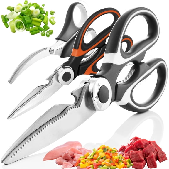 JOGGEIL 3-Pack Kitchen Scissors Heavy Duty, Premium Sharp Kitchen Shears for Food, Fish, Meat, Bones, Poultry and Vegetables with Strong Stainless Steel Blades Multi Purpose Cooking Scissors