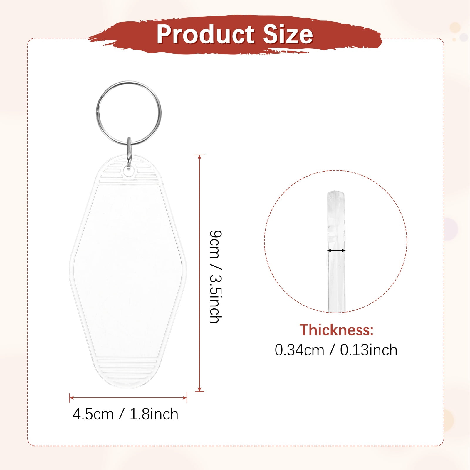 Blank Hotel Keychain Tags [30PCS] - Plastic Rhombus Blank Motel Keychain for Luggage Labels [Clear] Vintage Key Tags