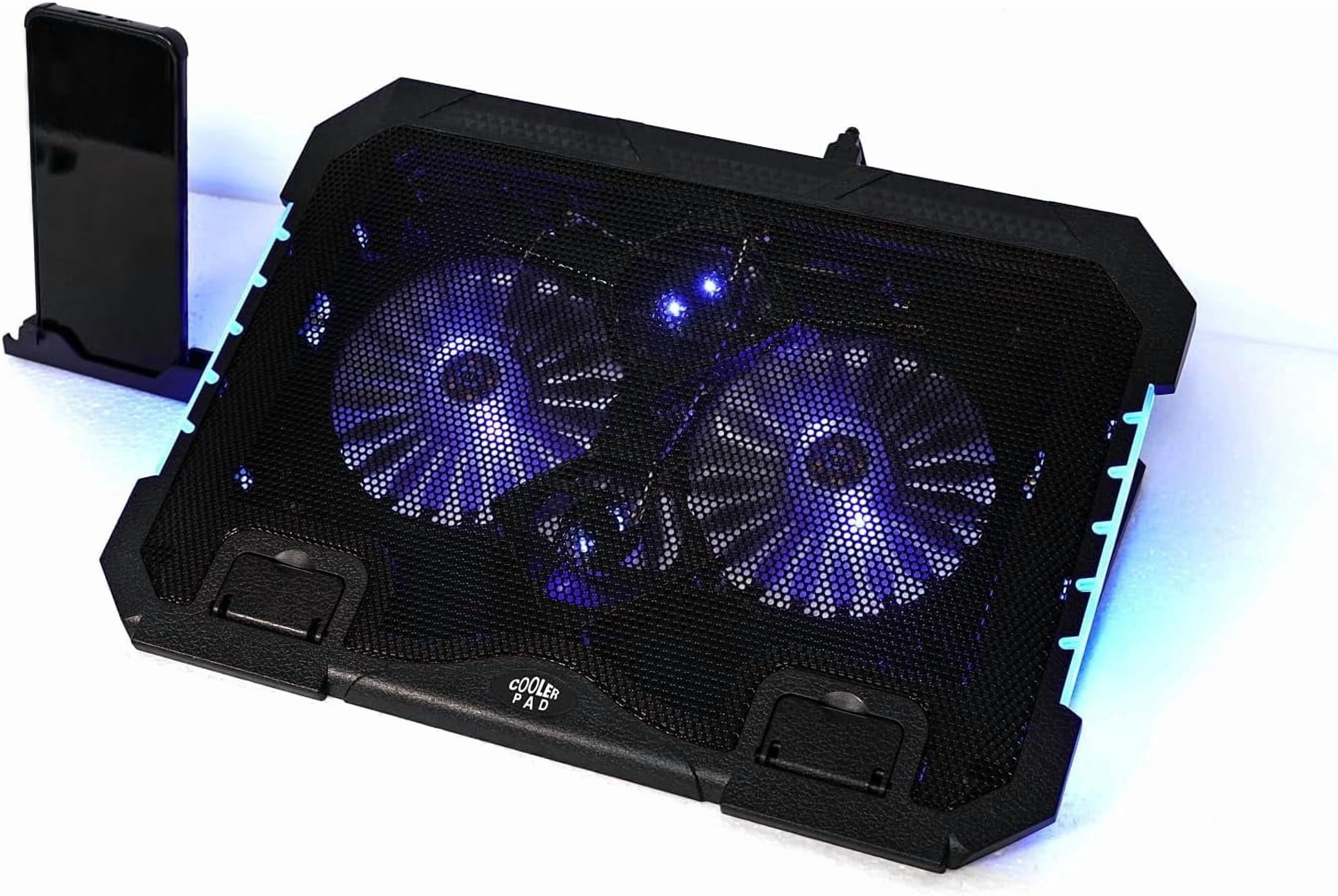RGB Gaming Laptop Cooling Pad 17-12Inch 4Fans (Customized RGB Sidelight with Switch,Laptop Fan Speed Adjustable,5 Heights Adjustment with Phone Holder)Fit Apple MacBook Laptop Fan Cooling Pad