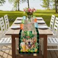 thumbnail image 4 of Table Runners 90 Inches Long Dress Scarves, St Patricks Day Farmhouse Coffee/Dining/Kitchen Table Runner for Living Room, Watercolor Dogs Green Shamrock Wood Grain 13x90 Inch, 4 of 9