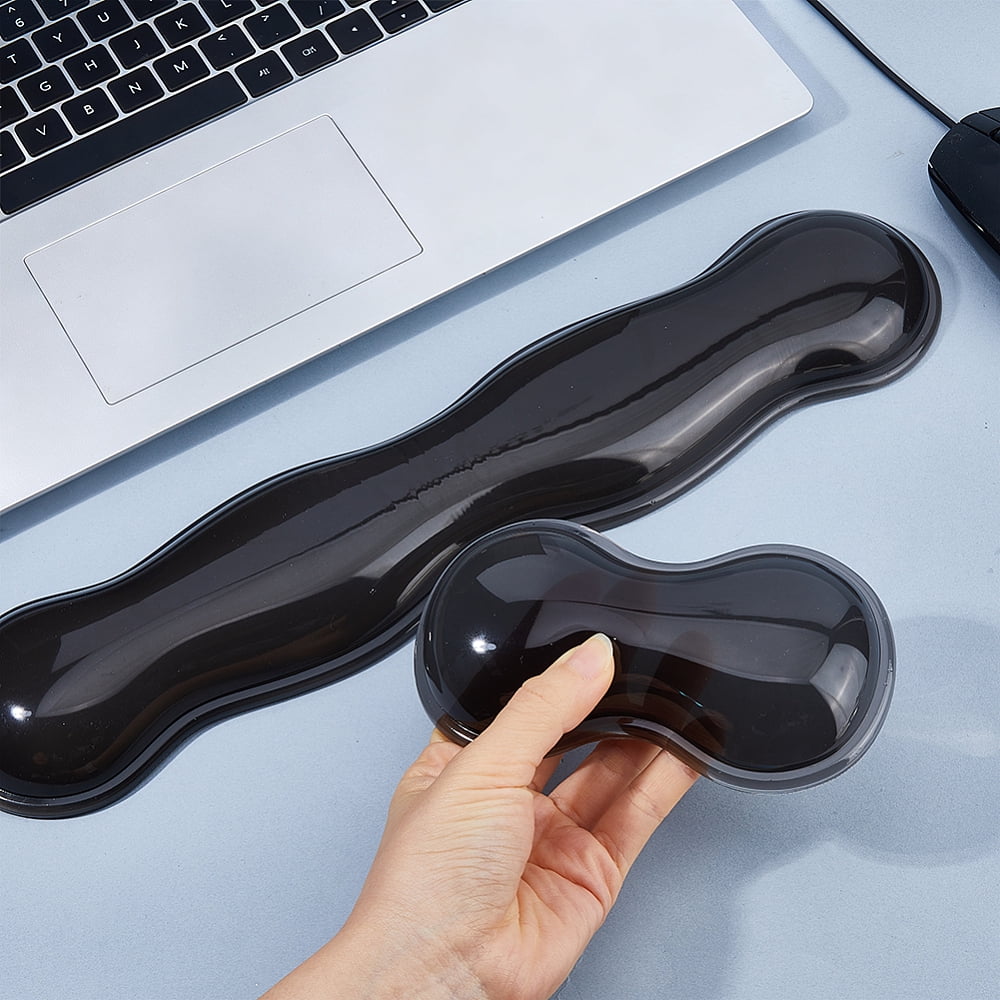 2Pcs 2 Styles Silicone Keyboard Wrist Rest Clear 150~370x80x20~22mm 1pc/style for diy