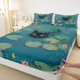 thumbnail image 3 of Manfei Black Cat Twin Sheet Sets 3pcs for Kids Children,Nature Floral Lotus Twin Fitted Sheet Microfiber,Cartoon Animal Breathable Flat Sheet,Super Cozy Room Decor, 3 of 7