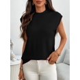 thumbnail image 6 of Women'S Mock Neck Sweaters Vest Business Casual Trendy Tops Fall Outfits Black S, 6 of 7