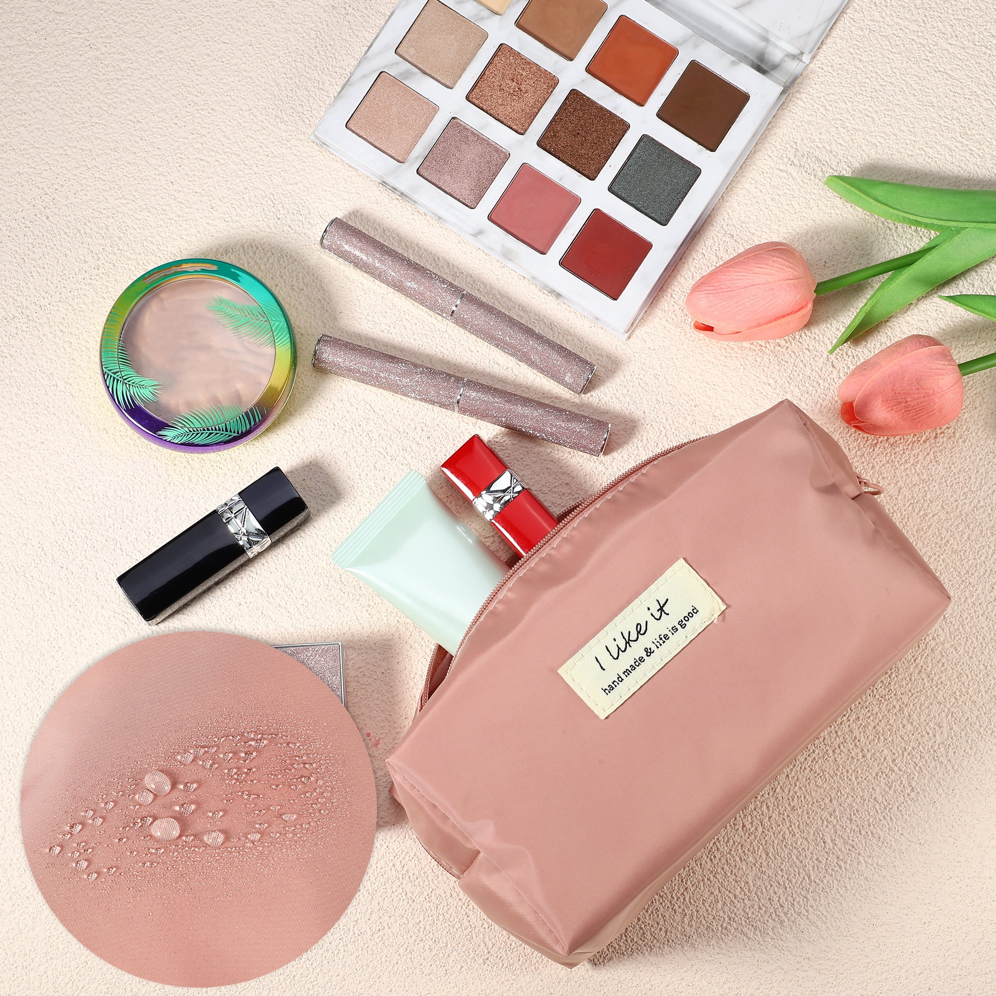 Unique Bargains 1 Pc Women Waterproof Makeup Bag for Business Travel Vacation Wedding Pink