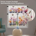 thumbnail image 3 of Floral Kitchen Curtains Watercolor Window Curtains Valance and Tier Set 36 Inch, Purple Orange Flowers Rod Pocket Short Tier Curtain, Modern Small Cafe Curtains for Kitchen Decor, 3 of 5