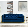 thumbnail image 2 of Miekor Furniture Velvet Luxury Chesterfield Sofa Set, 84 Inches Tufted 3 Seat Couch with Gold Stainless for Living Room, Navy Blue Fabric 00040, 2 of 9