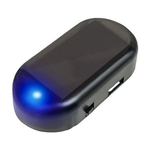Blue Solar Powered Simulated Car Alarm Light Two Piece Set In Blue For Vehicle Security And Theft Deterrence Easy To Install