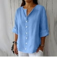 thumbnail image 2 of Endives Women's Long Sleeve T-shirt Linen Shirts Summer Cotton Linen V Neck Tops Loose Vacation Beach Solid Blouses Tunic Tops, 2 of 4