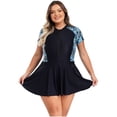 thumbnail image 3 of LiiYii Maillot de Bain une Pièce pour Femmes Grande Taille, Maillot de Bain Modeste, Robe de Bain, Maillot Rembourré à Fermeture Éclair, Bleu 5TG, 3 of 7