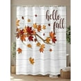 thumbnail image 4 of Fall Thansgiving Shower Curtain, Orange Maple Leaf Bathroom Decor Curtains Set with Hooks, White Wood Texture Waterproof Fabric Home Accessories， 72 X 78 Inch Long, 4 of 6