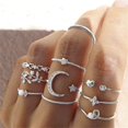 thumbnail image 4 of Silver Color Crystal Rings Set for Women, Cubic Zirconia Moon Arrow Flower Heart Finger Wedding Rings, Female Fashion Jewelry 18058, 4 of 6