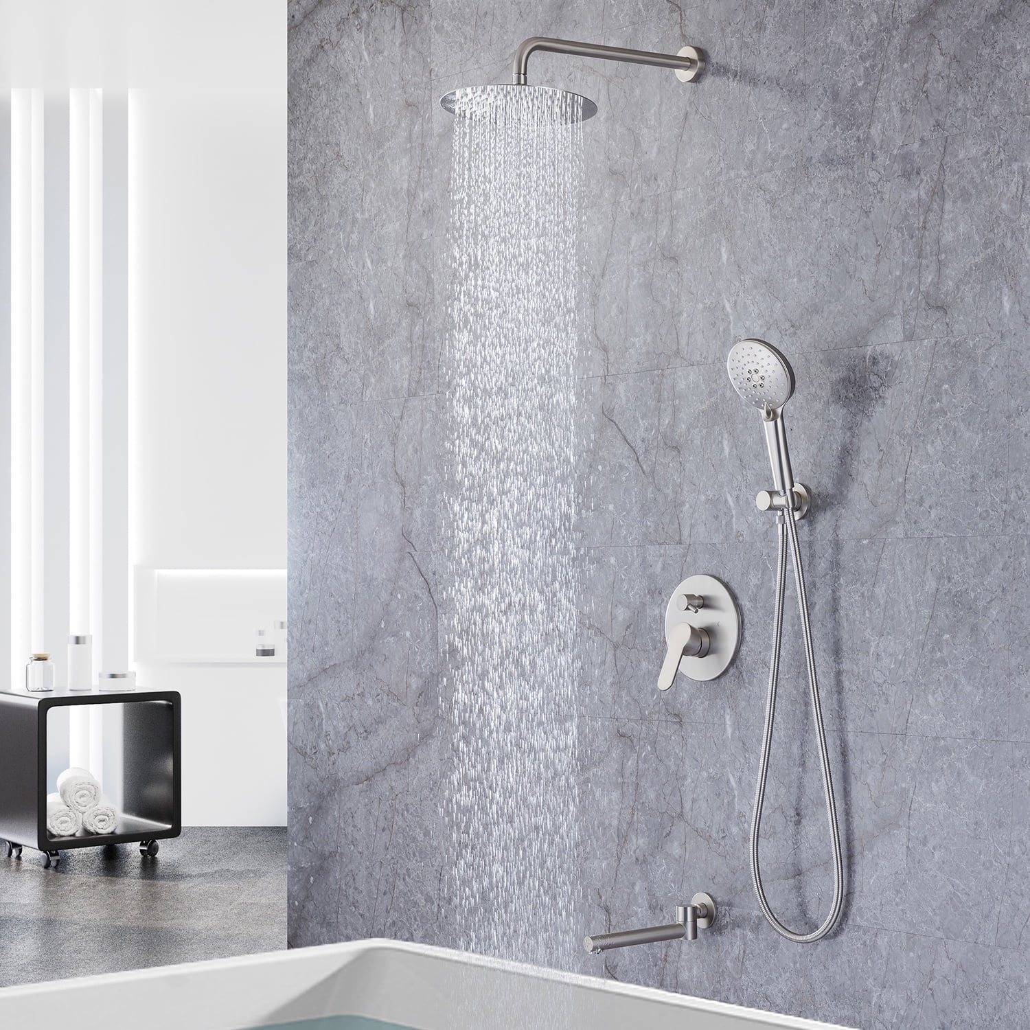Rainlex One-Handle 1-Spray Brushed Nickel Bathtub Shower Faucet