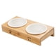 thumbnail image 2 of Comedero premium / barra de alimentación para gatos de bambú / madera 2 cuencos para tu gato para agua y comida, 2 of 8