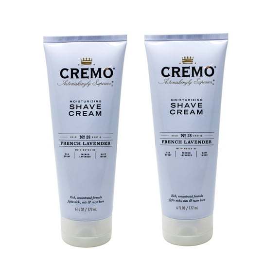 Cremo French Lavender Moisturizing Shave Cream, Astonishingly Superior Shaving Cream For Women, Fights Nicks, Cuts and Razor Burn, 6 Fl Oz (2 Pack)