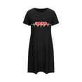 thumbnail image 3 of Alitao Plus Size Pajamas for Women Set Womens Pajama Sets Heart Pajamas Heart Print Short Sleeve Medium Stretch Loose Valentine's Day Nightdress Cotton Pajamas Nightgowns for Women Black 2XL, 3 of 4