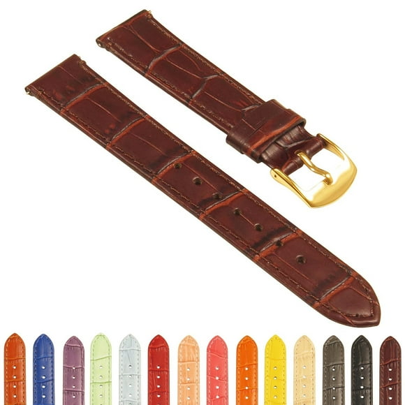StrapsCo Bracelet de Montre en Cuir Gaufré pour Femmes Crocodile - Bracelet à Libération Rapide - 10mm 12mm 14mm 16mm 18mm 20mm 22mm 24mm