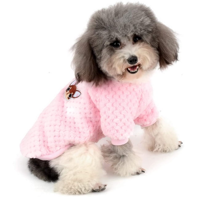 Jersey polar para perros/gatos pequeños, abrigos de invierno cálidos, jersey para mascotas, chaqueta para cachorros, camisa, sudadera (rosa, M)