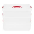 thumbnail image 4 of Plastic 3-tiers Stack Carry Storage Box With Handle Transparent Storage Bin, 4 of 8