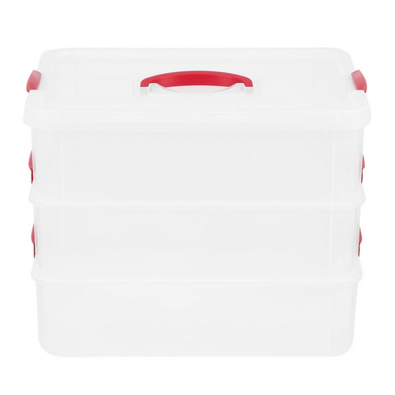 PTOOTP Red Clear Plastic Stackable Storage Box with Lockable Lids for Household and Office Organization
