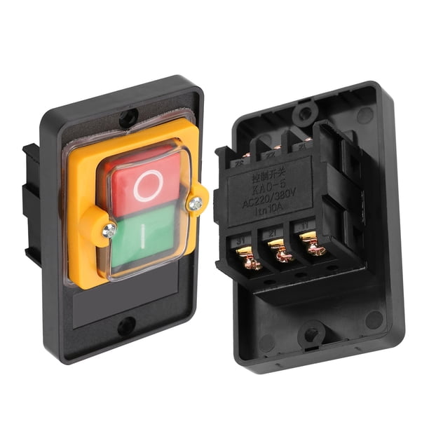 Interruttore A Pulsante Impermeabile On/Off 380V/220V 10A Con Blocco E Ripristino Automatico - KA0-10KH - 4