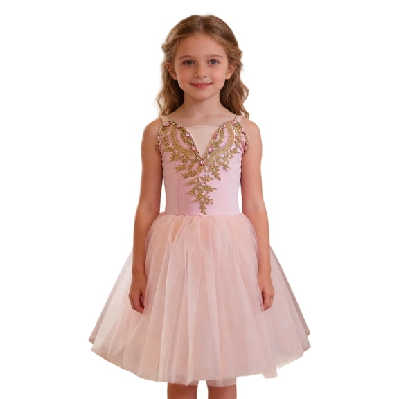 DHFJKG Girls Tutu Dresses Spaghetti Strap Shiny Tulle Ballet Dance Dress For Girl Sleeveless Sweetheart Neck Performance Party Ball Gown Ages 3-15 Years Stylish Dresses