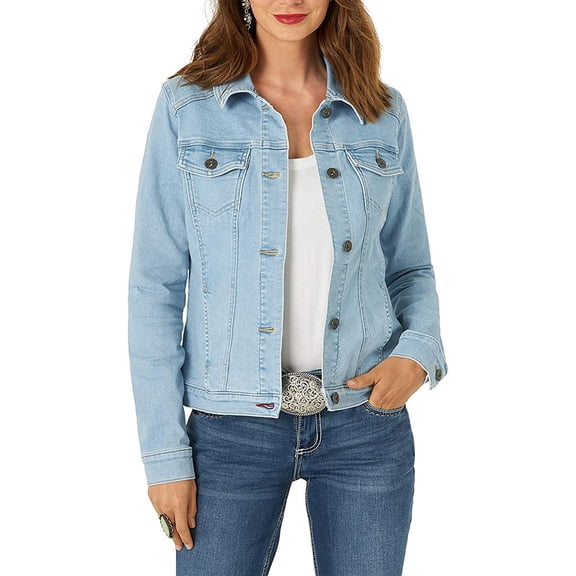 Women's Basic Button Down Stretch Fitted Long Sleeves Denim Jean Jacket Light blue 3XL