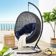 thumbnail image 3 of Modway Encase Modern Rattan/Fabric Outdoor Swing Chair with Stand in Black/Navy, 3 of 9