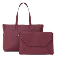 MOTILE™ Vegan Leather Commuter Laptop Tote, Cabernet - Includes 10,000 mAh Qi-Certified Wireless Charger