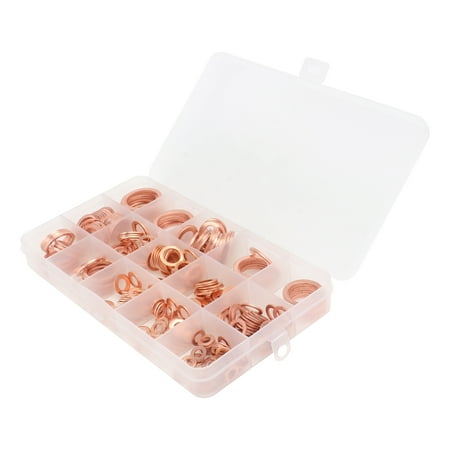 

280 PCS Copper Gasket Flat Washer Assortment Kit Sump Plug Gaskets Screw Assortment Copper Washers Sump Plug Gasket