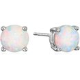 thumbnail image 1 of Pendientes de plata de ley con piedra natal de corte redondo auténtica o creada, 1 of 2