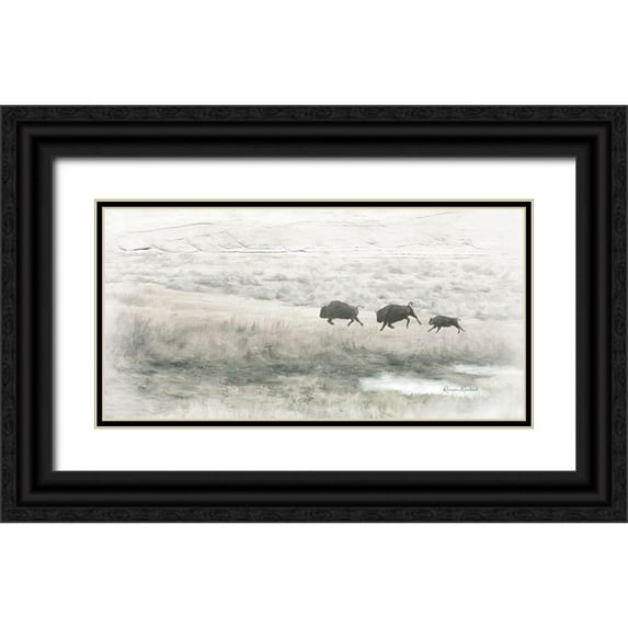 Murdock, Ramona 18x11 Black Ornate Wood Framed with Double Matting Museum Art Print Titled - Buffalo Stampede
