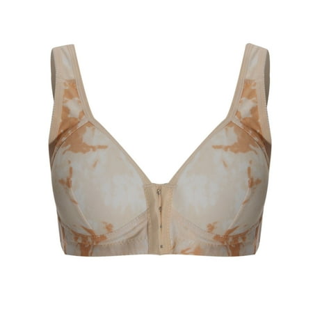 

Women Plus Size Camouflage Print Front Deduction Breathnon-Steel Ring Non- Buckle Underwear Bras Bras For Women No Underwire Women Lace Contrast Stitching Camouflage Bra Daily Bra Apricot