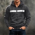 thumbnail image 6 of YUGYXL Mens Zip Up Fleece Lined Reflective Hoodies Sweatshirts Outdoor Workout Loose Pullover Tops with Pockets Gray Jacket, 6 of 9